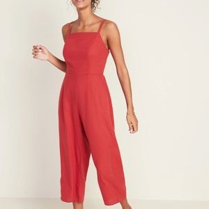 NWT Old Navy red linen cropped jumpsuit